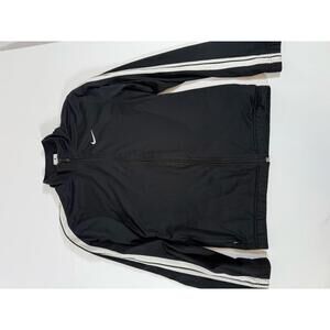 Nike Black Track Jacket with White Stripes Large